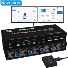 Navceker 듀얼 모니터 DP KVM 스위치 4K 120Hz 4x2 USB 3.0 HDMI KVM 스위치 4 인 2 아웃 8K 60Hz 혼합 디스플레이 2 모니터 4 컴, ZY-SK808