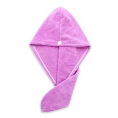 여성용 속건성 헤어 타월 건조 모자 목욕 극세사 솔리드 캡 초흡수성 터번 드라이, Purple, 1개