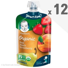거버 2단계 배 복숭아 딸기 짜먹는 파우치 이유식 99g x12팩 2nd Foods Pear Peach Strawberry, 1p, 배+복숭아+딸기 혼합맛