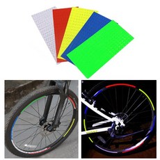 밴프몰 자전거 휠 반사 스티커, 1세트, 혼합색상(빨강+파랑+노랑+그린+실버)
