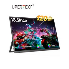 휴대용모니터 랩탑 포터블 Uperfect 휴대용 모니터 18.5 인치 1080p FHD HDR IPS 랩톱 컴퓨터 디스플레이 HDMI USB C 외부 화면 회전식 스탠드 홀더 듀얼, 4.EU 플러그