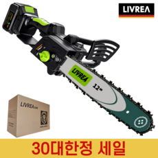 LIVREA 독일기술 전기톱 고출력 무선 충전식 세트 소형 미니 체인 날 전동, 12인치 전기톱+일반배터리, 1개