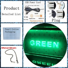 이름 스포츠 바 맥주 펍 LED 네온 SIGN 3D 조각 벽걸이 예술 집 방 침실 사무실 농가 장식, 30x20cm, Green and Plug