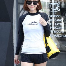 흑백 포인트 해변 패션 래쉬가드 티셔츠 해변룩