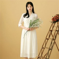 시크라인 매화 철릭원피스