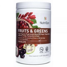 NutriDyn Fruits and Greens 슈퍼 베지톡스 독점 슈퍼 채소 클로렐라 다시마 강황 및 케일 혼합 유기농 인증 306.4g, 300g, 1개