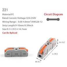 5 10P 미니 컴팩트 와이어 커넥터 2 3 핀 Splicing 푸시 inTerminal 블록 1 Multiple Out 고정 구멍 28 12AWG, NC-221, 10 PCS, 2) NC-221 - 10 PCS