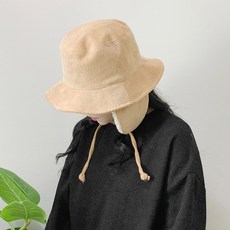 골덴 귀달이 버킷햇 남녀공용 겨울 귀도리 벙거지모자