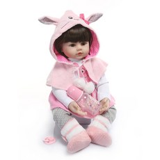 NPK 실리콘 여아 애착 리얼 아기 쪽쪽이 베이비 인형 토끼 60cm, A