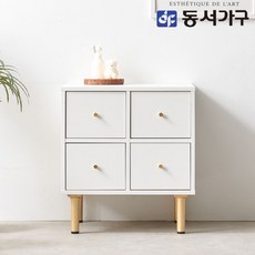 동서가구 소이 리노 4칸서랍 침실 침대 협탁 YWG059, 화이트 - 침대머릿장