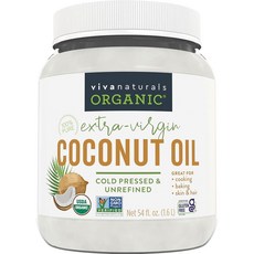 Viva Naturals 183697 유기농 코코넛 오일무정제 냉압착 엑스트라 버진 오일 USDA 및 GMO 프리 식용유 헤어 스킨 오일로 적합 473.2ml16온스, 54 Fl Oz (Pack of 1)