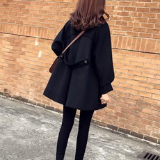 판초 망토 코트 검은 망토 작은 향기로운 바람 모직 코트 여성 2020 겨울 느슨한