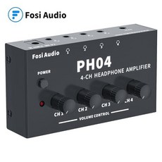 Fosi 오디오 ph04 4 채널 헤드폰 앰프 전원 어댑터가있는 스테레오 오디오 앰프 초소형 휴대용 헤드폰 분배기