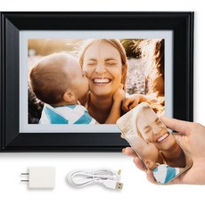 10in WiFi Digital Picture Frame 이메일 앱 웹 USB SD로 가족사진 로드 멋진 선물 간편한 터치스크린 설정 동영상 재생 블랙 70, AC Only - Black Frame (Detacha - usb동영상재생