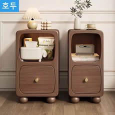 설치가 필요 없음/원목 2단 고급스러움 좁은 침대협탁/모던 튼튼하고 심플한 가정용 침실 소형 틈새 수납장/거실 미니 서랍장/쇼파 침대 옆 미니 사이드 테이블, 호두, 무선 충전, 1개