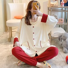 임산부잠옷 산후조리복 가을겨울 순면 10월분 11분만후 수유 잠옷 임산부옷 봄가을 산모 쓰리피스