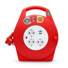 러그 케이블릴선 15M 접지3구+USB 2포트 레드, 1500cm, 1개