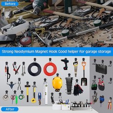 GUNPJONE Strong Garage 자석 후크 미끄럼 방지 기능이 있는 대형 튼튼한 자석 후크 2팩 차고 도구 망치 공구 상자 로프 드릴용 자석 행거
