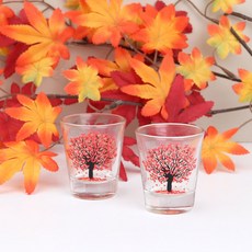 따르면 꽃이피는 특이한 소주잔 예쁜 벚꽃 가을 술잔 세트, 8개, 혼합색상