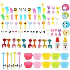 어린이용 미니 과일 포크 DIY 음식 귀여운 간식 디저트 이쑤시개 젓가락 실리콘 도시락 분배기, 1개