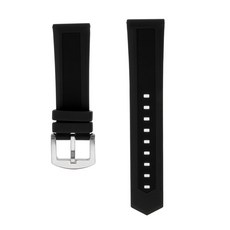 방수 검정 실리콘고무 스포츠는 솔질된 스테인리스 버클로 시계줄 결박 19mm-24mm를 대체합니다, 19mm-24mm, 수입 실리콘 스테인레스 스틸, 19mm 실버