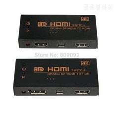 4 천개 3D 미니 3 포트 미니 dp HDMI HDMI 스위치 스위처 3 1 HDMI 분배기 ?, 상세내용참조