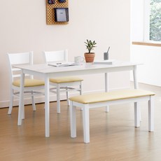 [리비니아] 스코틀 캐빈 4인 포세린 세라믹 식탁세트 1200 1400, 화이트세라믹/화이트, 1200 벤치형