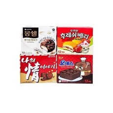 과자 간식 몽쉘 초코파이 후레쉬베리 오예스 (총48개입 / 12P 파이 4종세트), 1세트, 336g