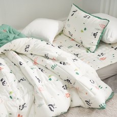 푸바우 귀여운 캐릭터 모달 극세사 이불세트 침대 사계절 고정밴드 주니어 키즈 팬더 겨울이불