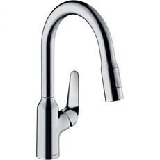 hansgrohe 71821000 M4216-H180 주방 수도꼭지 호스박스 360° 스위블 레인지 풀아웃 스프레이 크롬 스파우트 높이 18cm, 1개