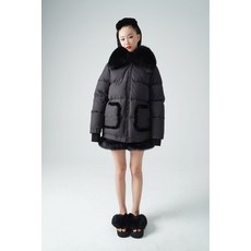 폭스머플러 DUO블랙라벨 씨리즈 블랙스완 다운코트 여우털깃