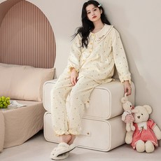 가을겨울 도톰 에어코튼 임산부 잠옷 산모 수유 산후조리 겹겹이