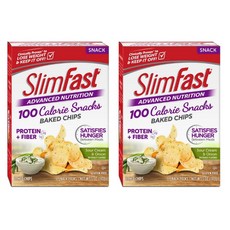 SlimFast 슬림패스트 뉴트리션 100 칼로리 스낵 사워 크림 앤 어니언 2팩 Advanced Nutrition Baked Crisps