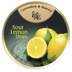 Cavendish Sour Lemon Drops 카벤디쉬 사탕 사워 레몬맛 5.3oz(150g)x3팩, 1세트