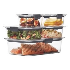 Rubbermaid 브릴리언스 밀폐 식품 보관 용기 5개 세트 총 10피스 BPA프리 얼룩 방지 플라스틱