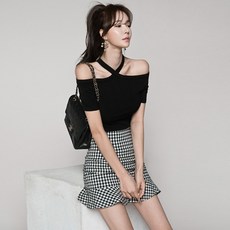 커버 기계 조심 목걸이 섹시 여신 무드 슬림핏 원피스 여성 여름