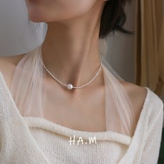 HA.M 진주목걸이 순은925 목걸이 행운진주 여성 기본 럭셔리 생일 선물