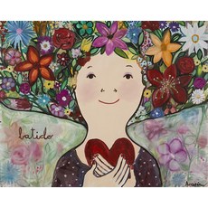 에바 알머슨 꽃 머리 소녀 일러스트 그림 명화 포스터, 라이트우드 프레임