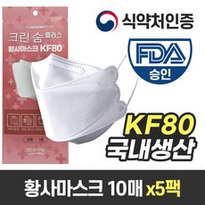 국내생산 크린숨 플러스 KF80 황사마스크 (지퍼팩 10매입), 10개입, 5개