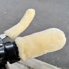 오토바이 퍼 핸들커버 4P 자전거 바이크 방한 핸들워머, 1 Set, 퍼 핸들커버 4P 베이지