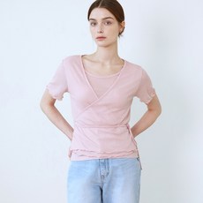 아워코모스 comos 1140 wrap frill half T-shirt (pink) - 아워코모스