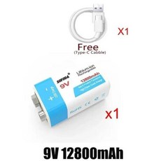 대용량 USB 충전식 배터리 멀티미터 무선 마이크 기타 리튬 이온 9V 12800Mah, 01 9v 12800mAh, 01 9v 12800mAh, 1개