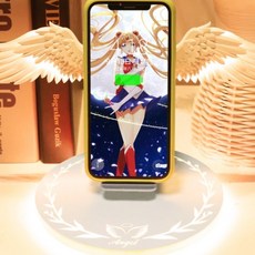 화이트 천사 날개 무선 충전 거치대 고속충전 아이폰 갤럭시