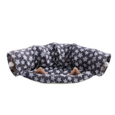 고양이 터널 튜브 접을 수있는 새끼 고양이 터널 실내 고양이를위한 장난감 가마, 그레이 스타, 1개