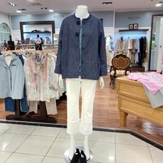 기비 간절기 데님느낌 린넨혼방 밴드넥 홑겹자켓 네이비 MK311