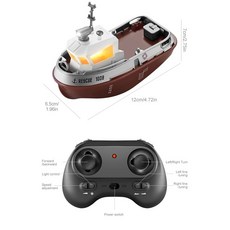 Rc 보트 DIY 미니 예인선 더블 패들 파워 고휘도 조명 리모컨 어린이, 초콜렛