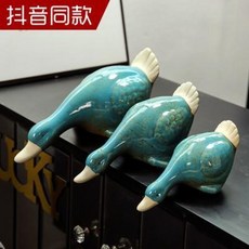돌 특이한 어항 실내 정원 천연 가습기 인공 폭포 돌수반 분수 도자기 오리 장식 거실 T, 01 물오리 (한 벌의 블루)