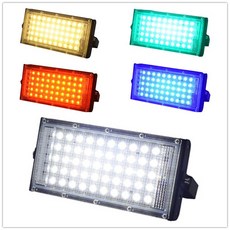 Led 전원 투광 조명 방수 스포트 라이트 가로등 220v 240v 쿨 화이트 레드 그린 블루 스포트 라이트 조경 조명 IP65 RGB, WHITE_5, 50W Flood Light_1