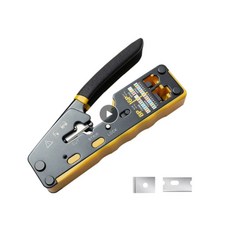 ZoeRax RJ45 크림프 공구 Cat6 Cat5 Cat5e 8P8C 모듈러 커넥터 이더넷 일체형 와이어 공구용 크림퍼 커터 통과 rj45 crimper 황흑, 1개
