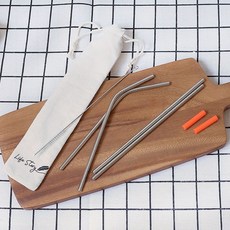 린넨파우치 실리콘스텐빨대세트4P, 없음, 4개